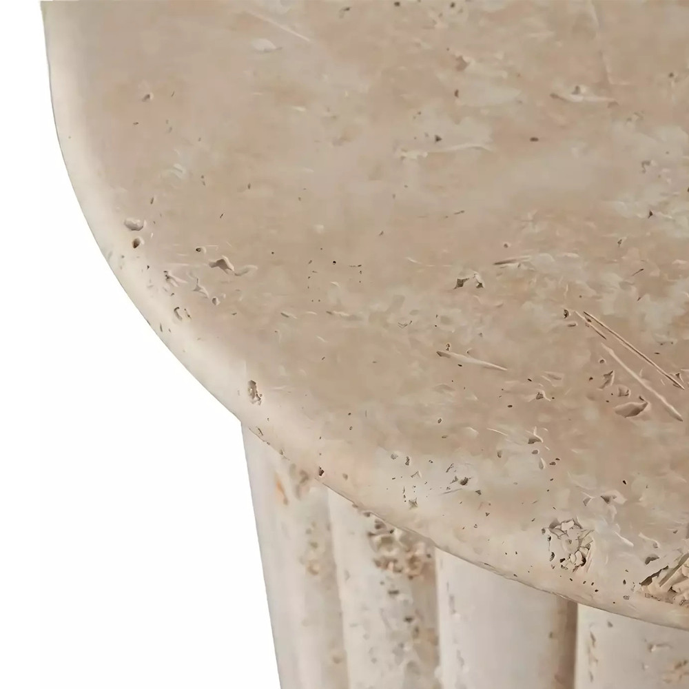 Дизайнерский журнальный стол круглый с фактурным основанием Kibul