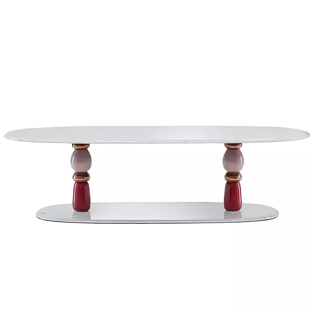 Дизайнерский журнальный стол на 2-х фигурных ножках с подстольем Lycad