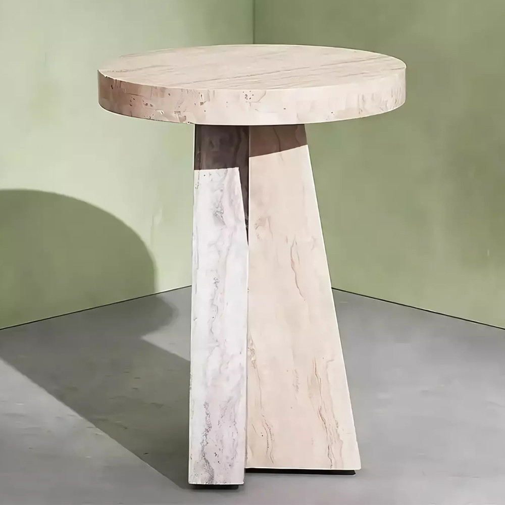 Дизайнерский журнальный стол с круглой каменной столешницей Utezu