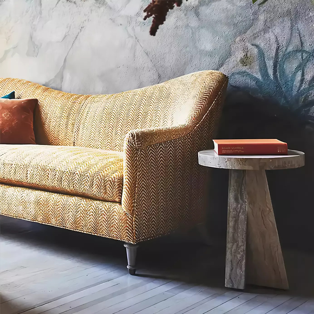 Дизайнерский журнальный стол с круглой каменной столешницей Utezu