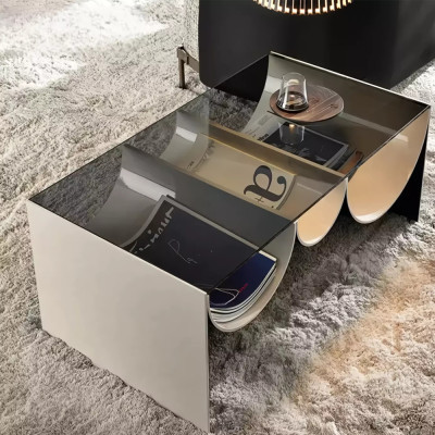 Дизайнерский журнальный стол с полукруглыми полками под столешницей Tiwoberoc