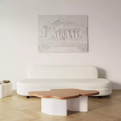 Дизайнерский журнальный стол с фигурной столешницей на белом основании Holarisex