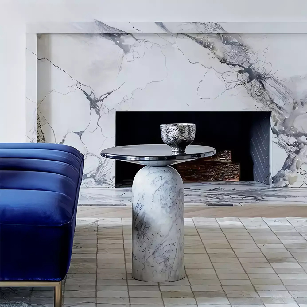 Дизайнерский журнальный стол с чёрной круглой столешницей Visanyp