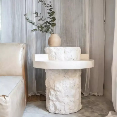 Дизайнерский журнальный стол цилиндрической формы фактурный Mylepen