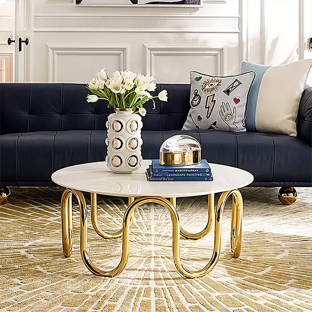 Дизайнерский журнальный столик чёрный с круглой столешницей Arycy