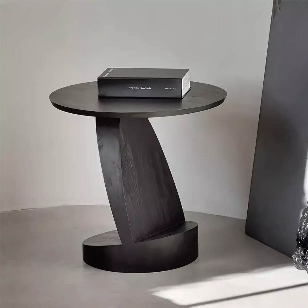 Дизайнерский журнальный столик чёрный с круглой столешницей Arycy