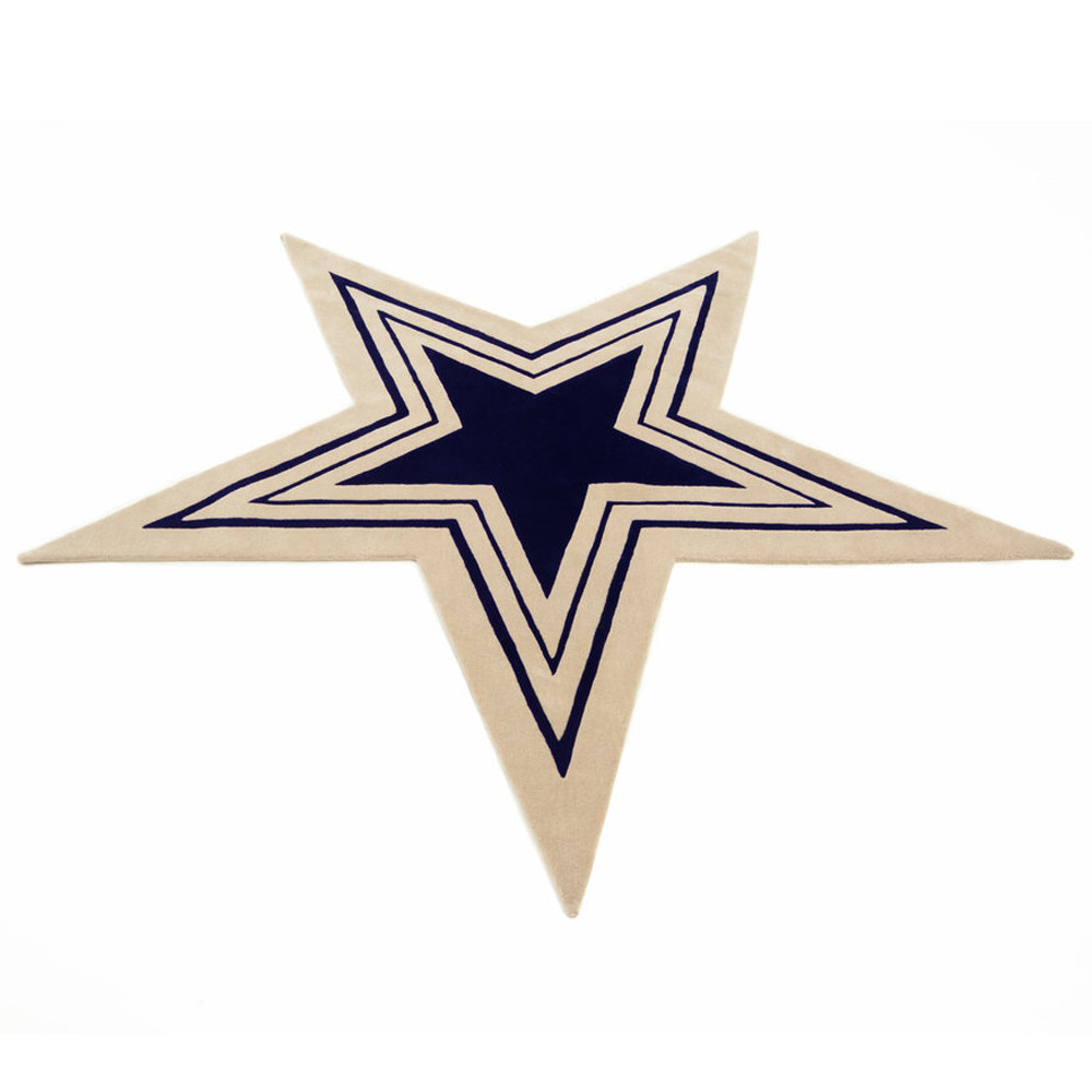 Дизайнерский ковер в виде звезды Poltronova Tappeto Stella Grey Navy Blue Rug