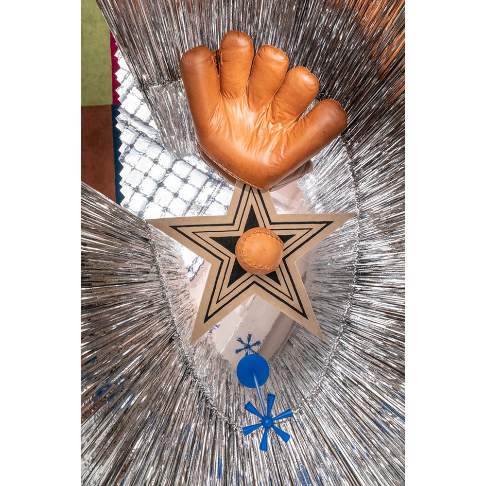 Дизайнерский ковер в виде звезды Poltronova Tappeto Stella Grey Navy Blue Rug