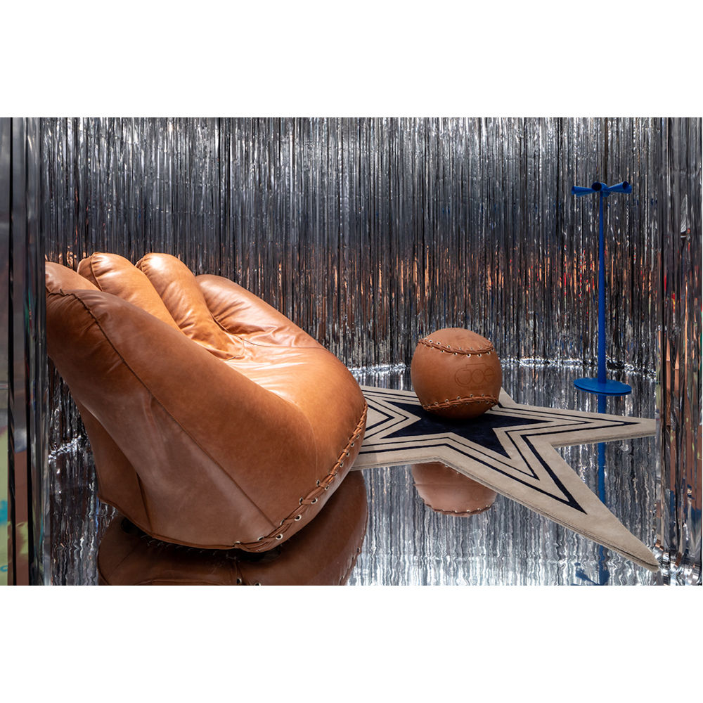 Дизайнерский ковер в виде звезды Poltronova Tappeto Stella Grey Navy Blue Rug