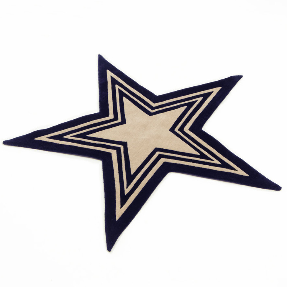 Дизайнерский ковер в виде звезды Poltronova Tappeto Stellina  Navy Blue Grey Rug