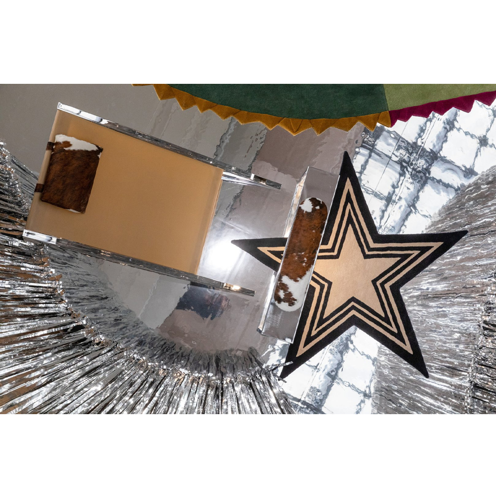 Дизайнерский ковер в виде звезды Poltronova Tappeto Stellina  Navy Blue Grey Rug