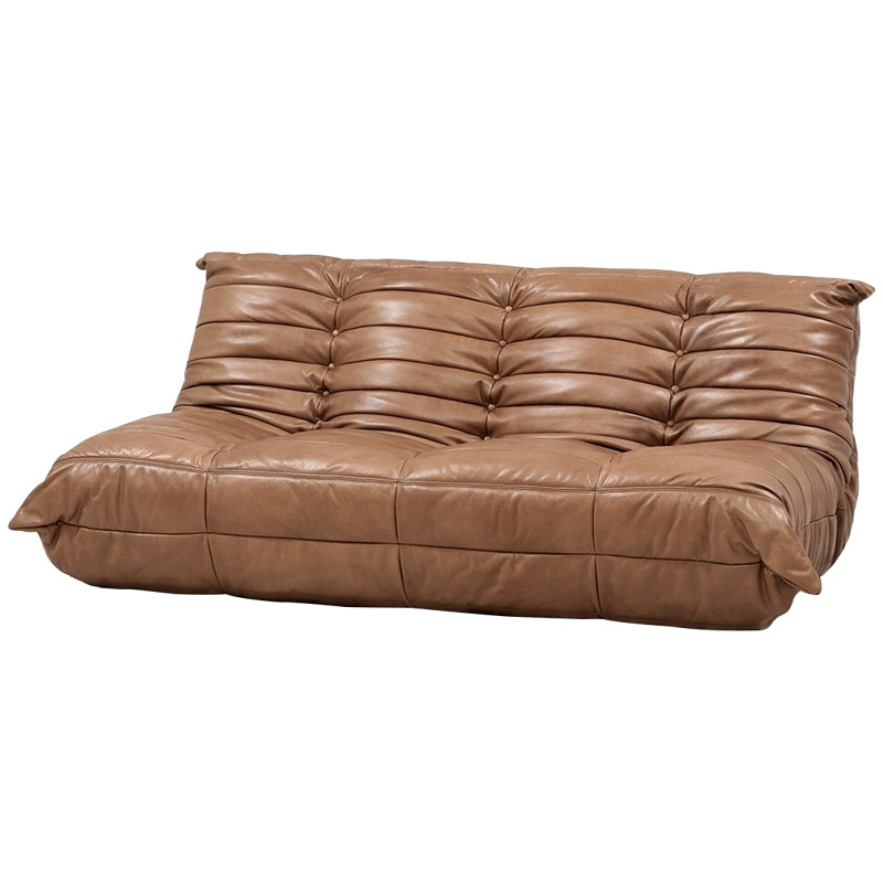 Дизайнерский кожаный диван коричневый без подлокотников Aveline Leather Sofa