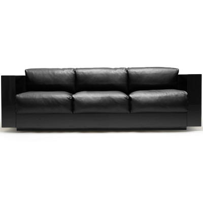 Дизайнерский кожаный диван черный Poltronova Saratoga Sofa