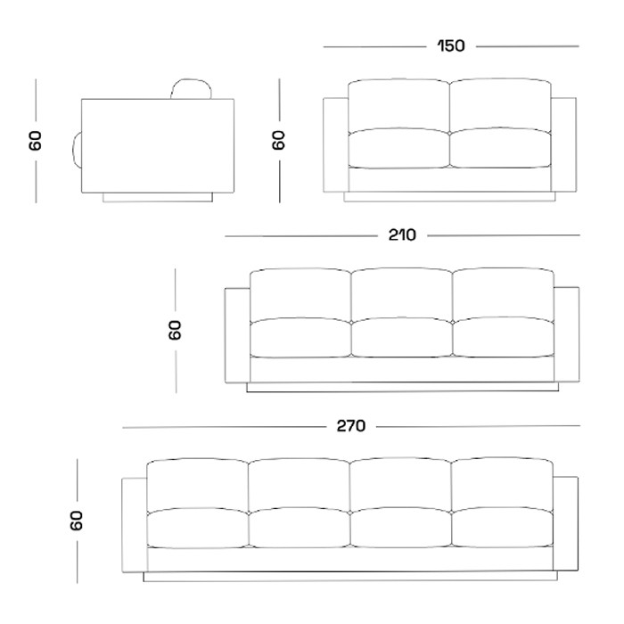 Дизайнерский кожаный диван черный Poltronova Saratoga Sofa