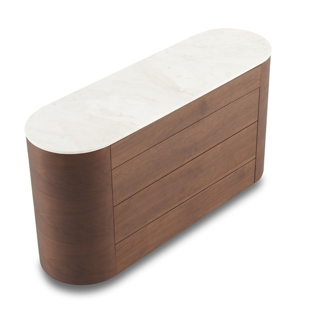 Дизайнерский комод овальной формы с белой столешницей и 4-мя ящиками Gioli