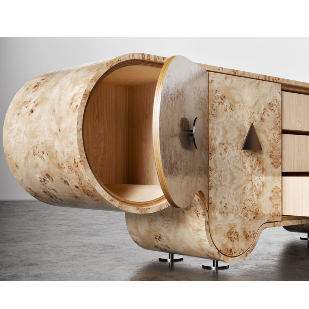 Дизайнерский комод с 3-мя центральными ящиками и 4-мя симметричными дверцами Credenza