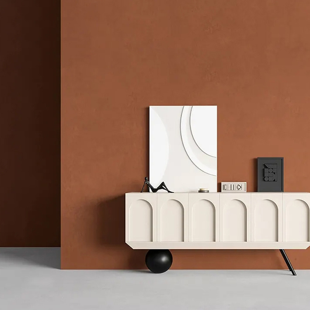 Дизайнерский комод с фактурным фасадом и чёрной ножкой в форме шара Samanta