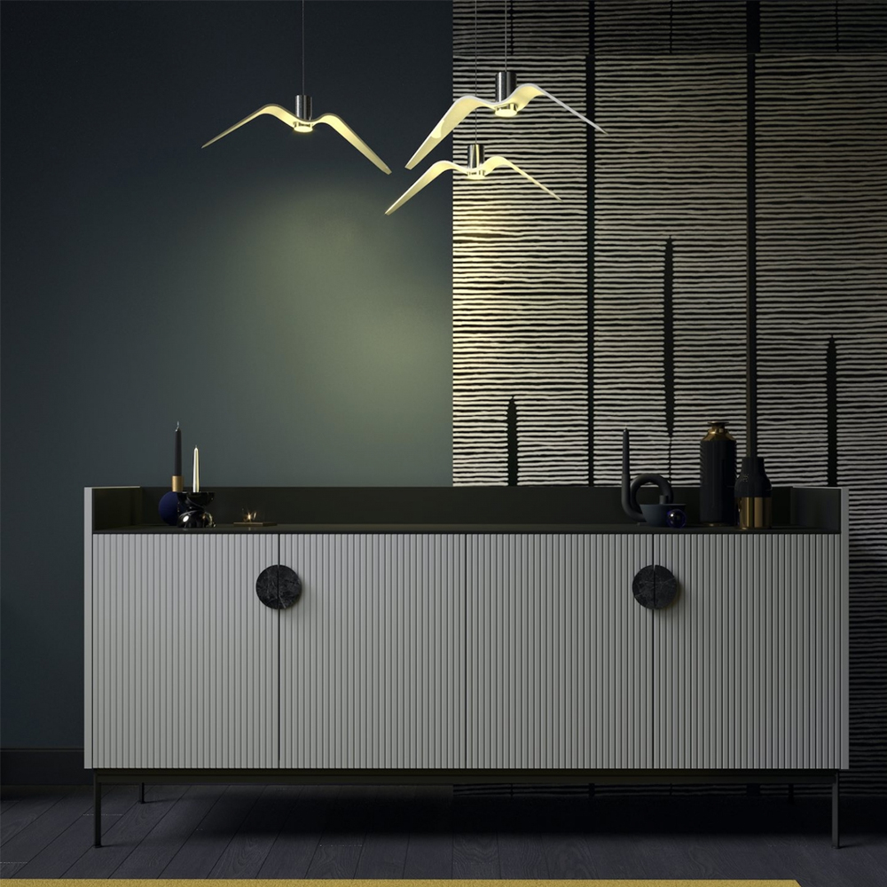 Дизайнерский комод светло-серый с фактурным фасадом UNO