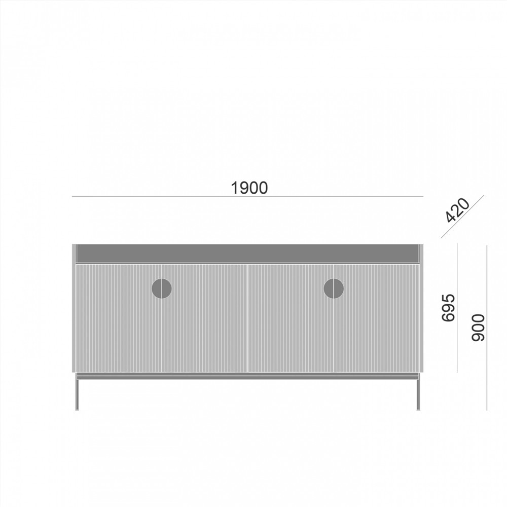 Дизайнерский комод светло-серый с фактурным фасадом UNO