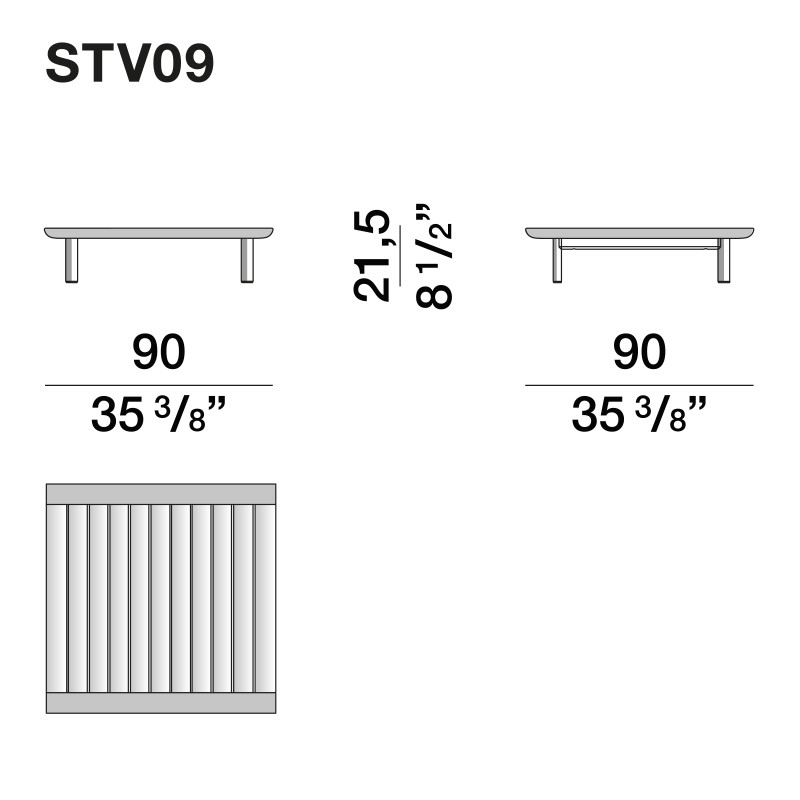 Дизайнерский кофейный стол из дерева с керамической столешницей уличный SWAY Coffee Table