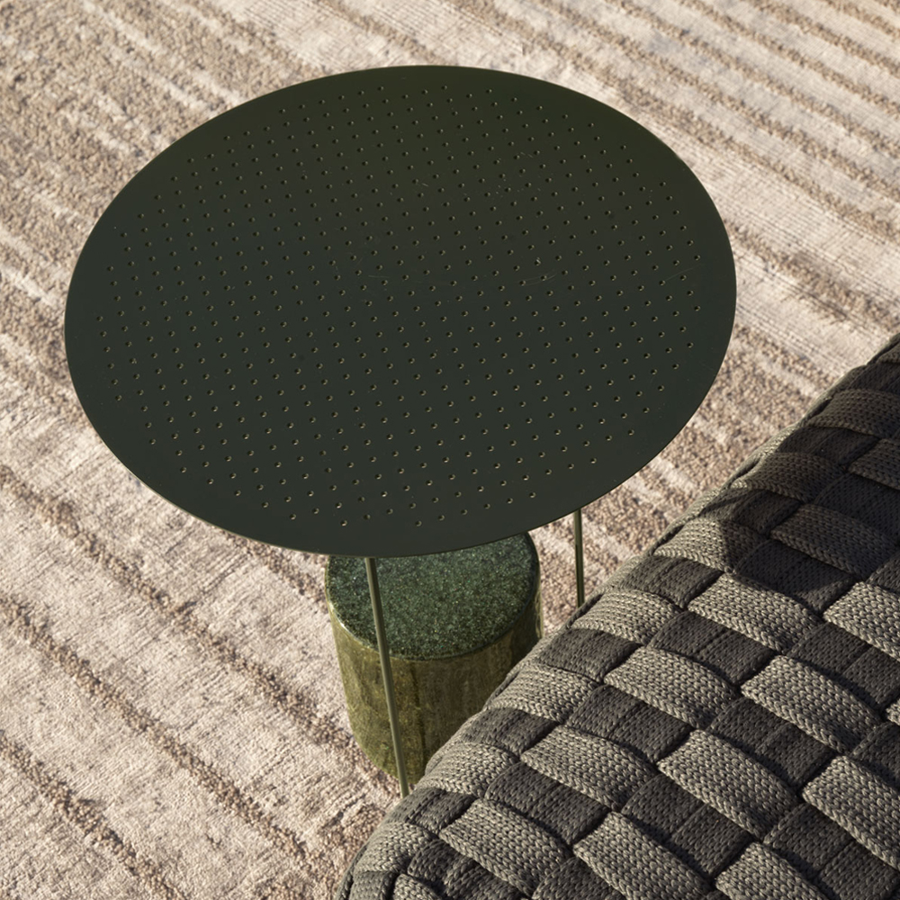 Дизайнерский круглый кофейный стол из металла с мраморным декором PANNA COTTA Coffee Table