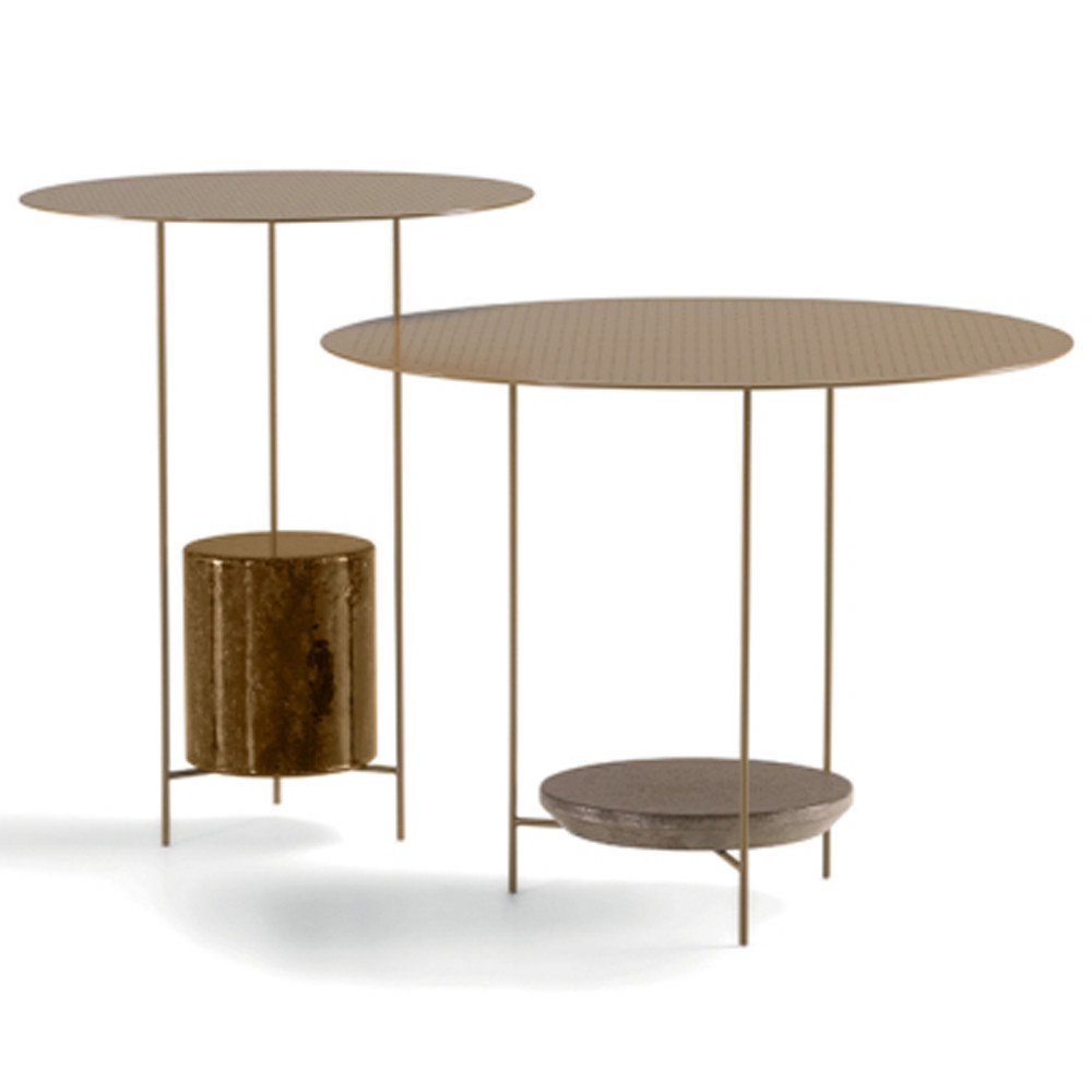 Дизайнерский круглый кофейный стол из металла с мраморным декором PANNA COTTA Coffee Table