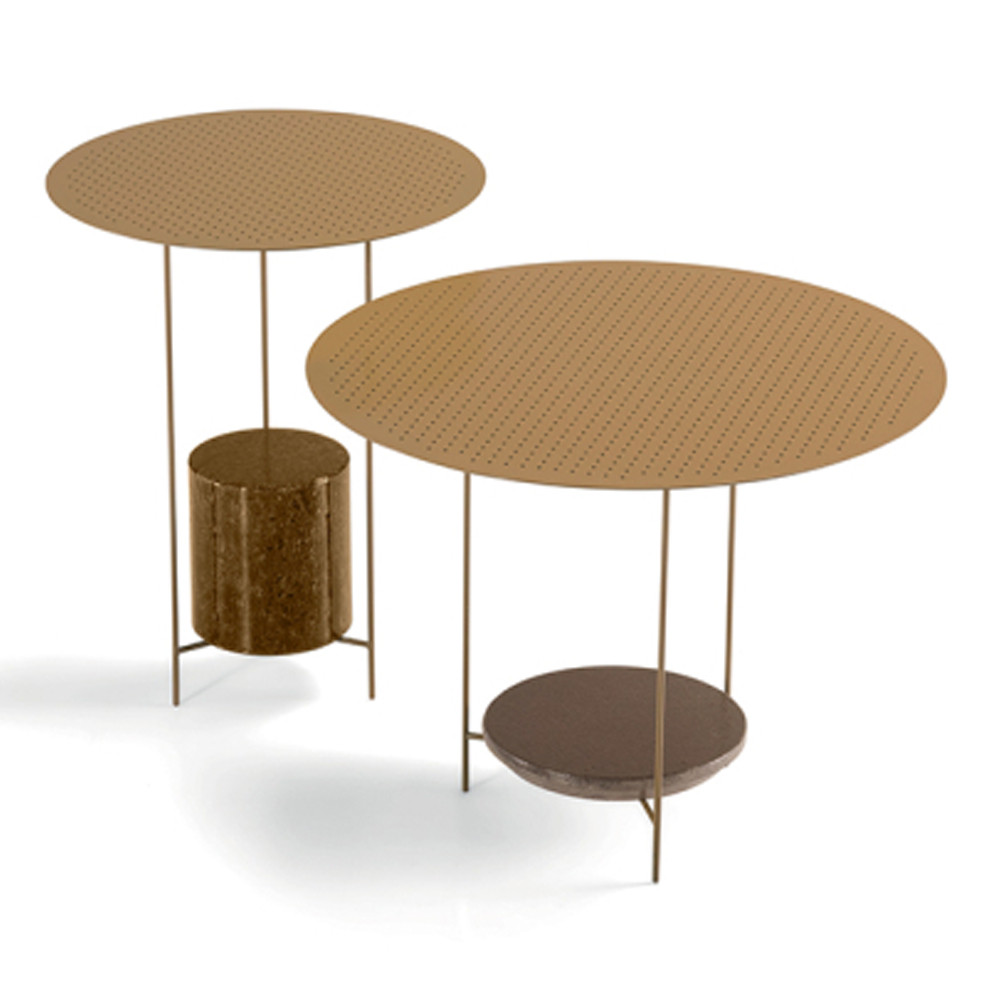Дизайнерский круглый кофейный стол из металла с мраморным декором PANNA COTTA Coffee Table