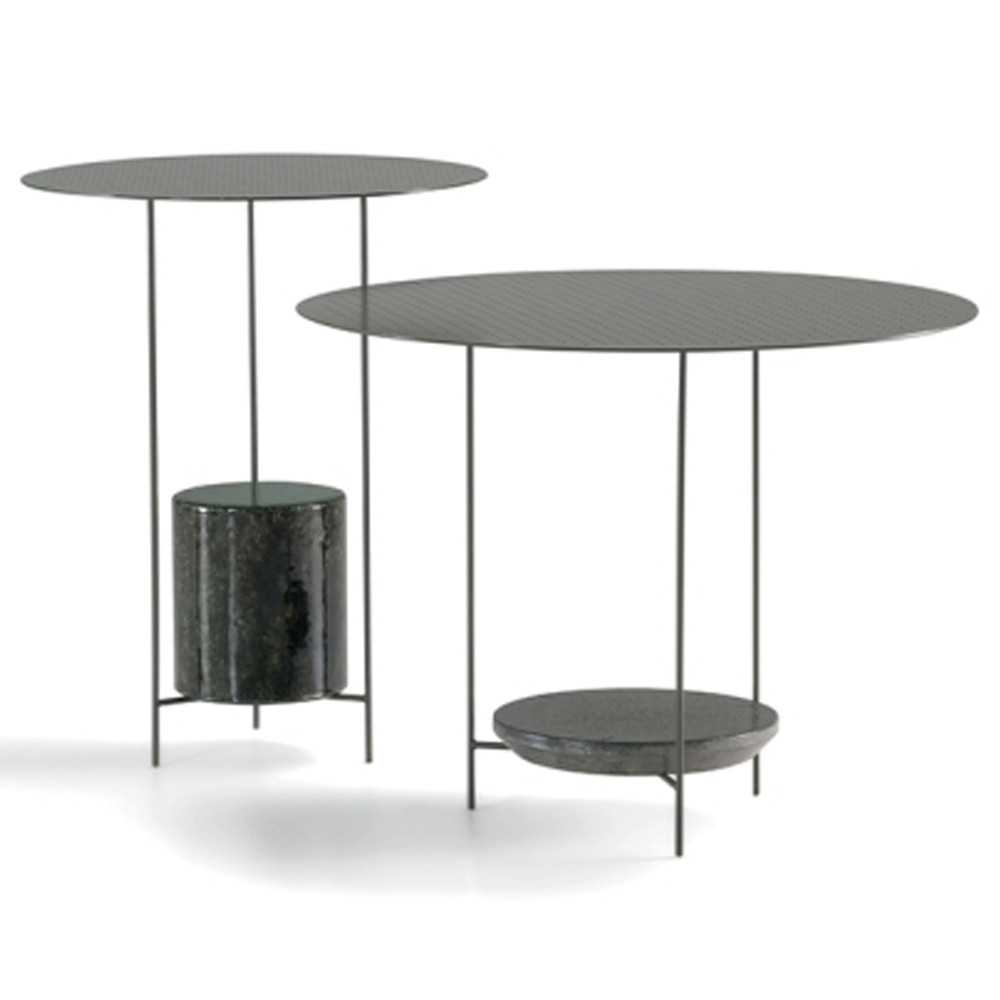 Дизайнерский круглый кофейный стол из металла с мраморным декором PANNA COTTA Coffee Table