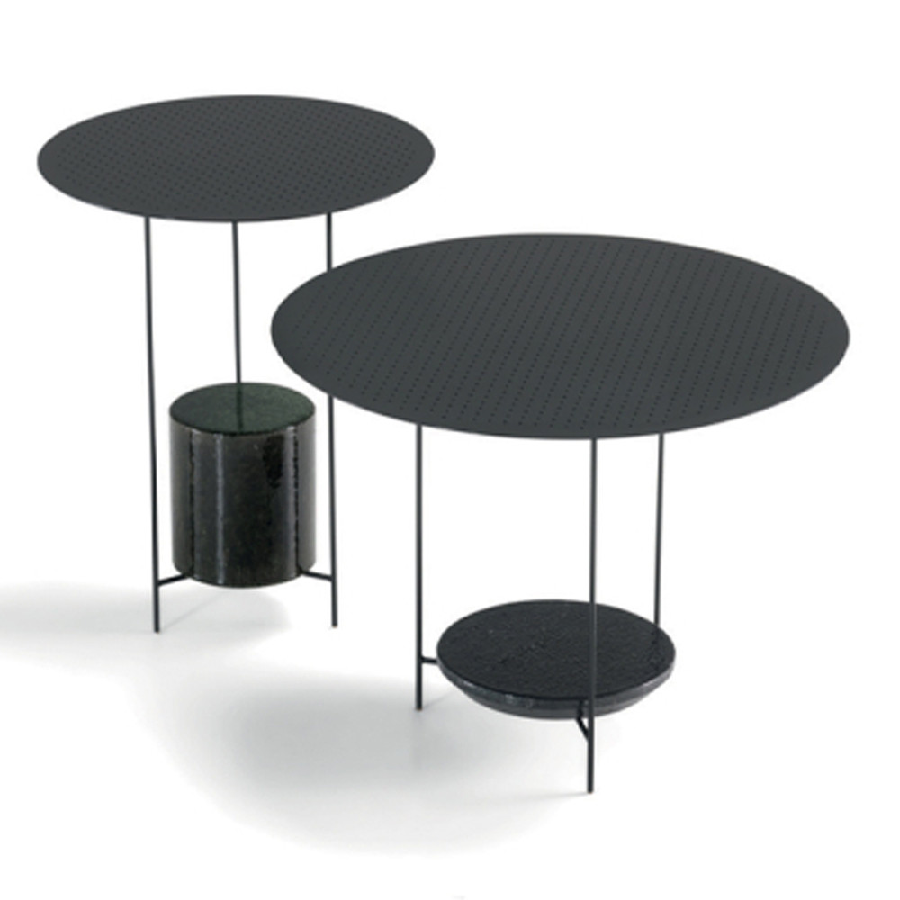 Дизайнерский круглый кофейный стол из металла с мраморным декором PANNA COTTA Coffee Table
