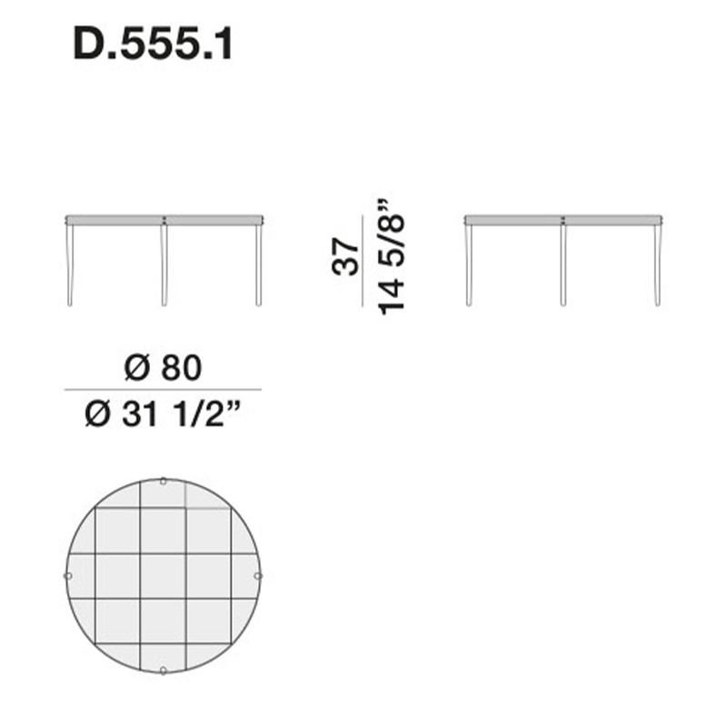 Дизайнерский круглый кофейный стол со стеклянной столешницей Gio Ponti D.555.1 Coffee Table