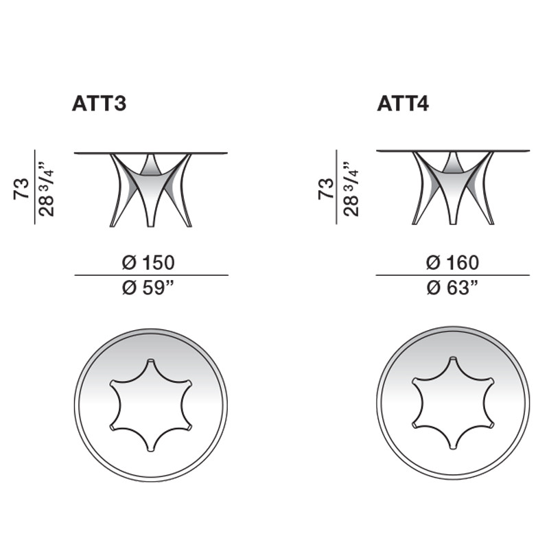 Дизайнерский круглый обеденный стол стеклянный с фигурным подстольем из цемента ARC Dining Table