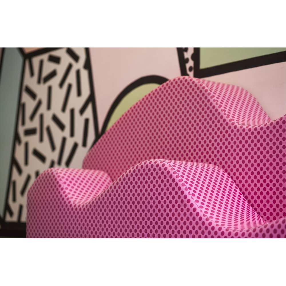 Дизайнерский модульный диван волнистой формы с цветным принтом Poltronova Superonda Sofa