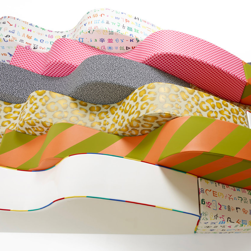 Дизайнерский модульный диван волнистой формы с цветным принтом Poltronova Superonda Sofa