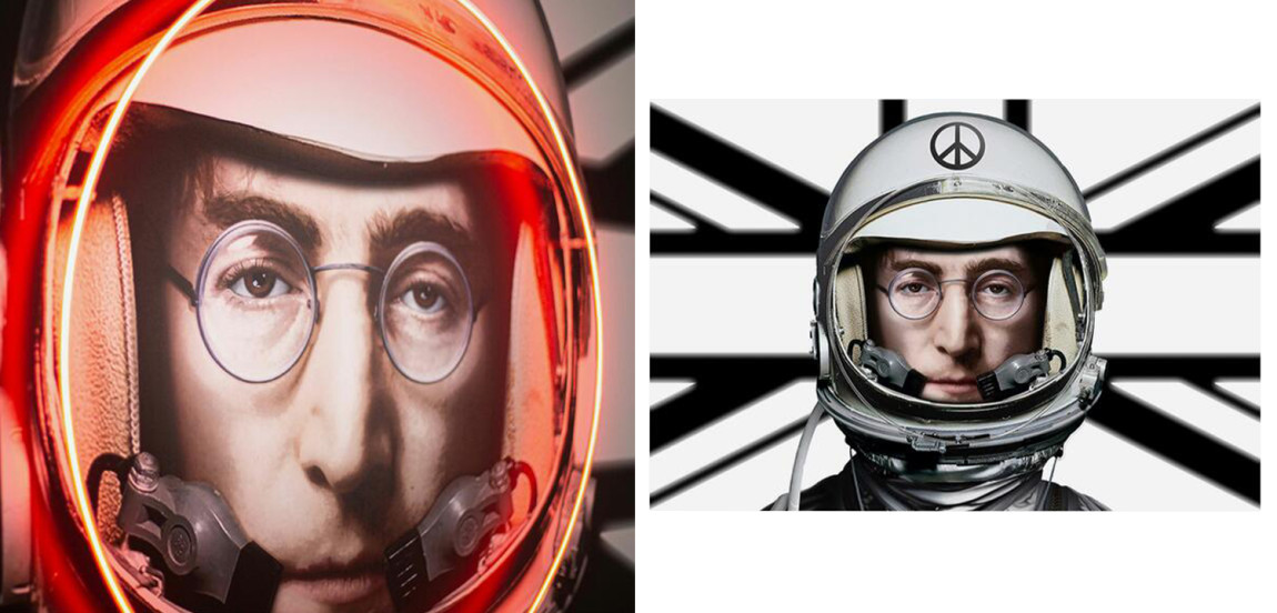 Дизайнерский Неоновый Постер Джон Леннон в Скафандре Lennon Astronaut