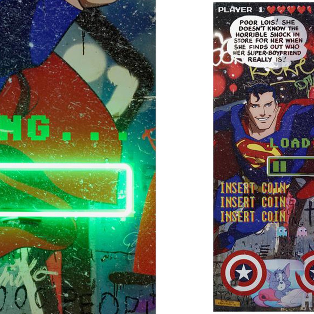 Дизайнерский Неоновый Постер Супермен Superman Loading