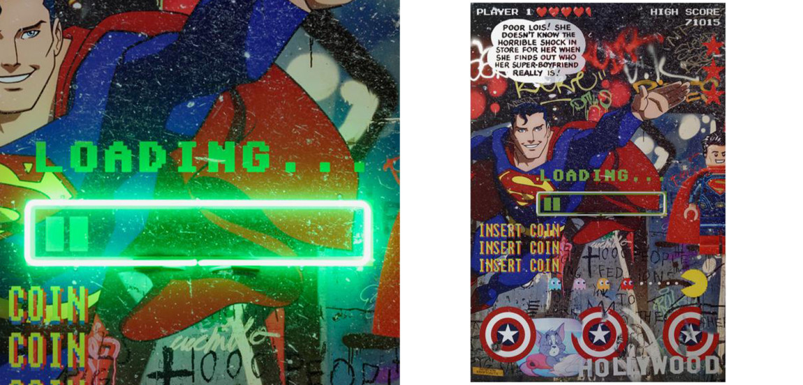 Дизайнерский Неоновый Постер Супермен Superman Loading