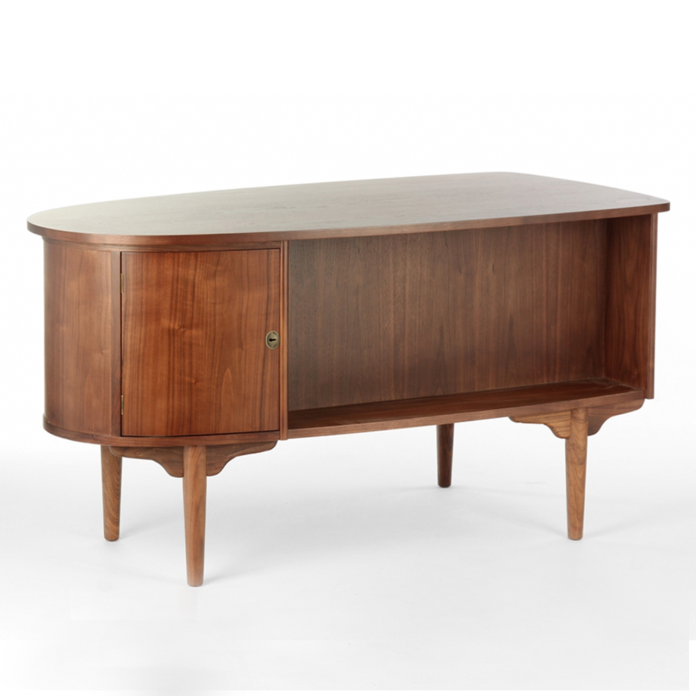 Дизайнерский письменный стол округлой формы с 4-мя ящиками и дверкой с полочками Rili