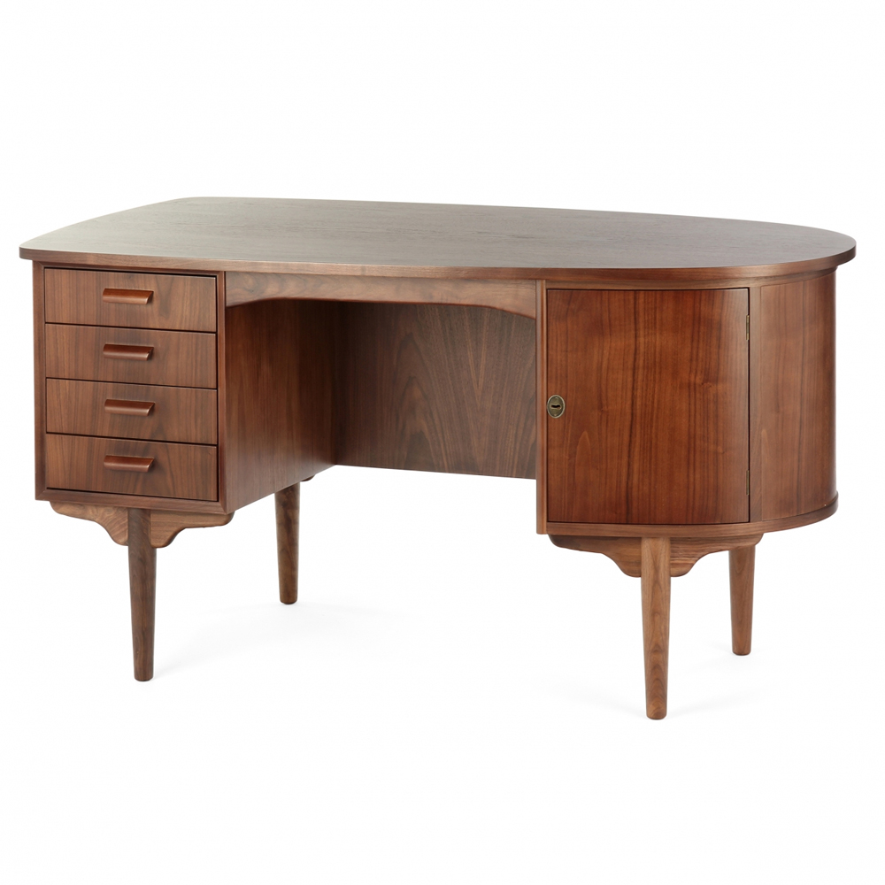 Дизайнерский письменный стол округлой формы с 4-мя ящиками и дверкой с полочками Rili