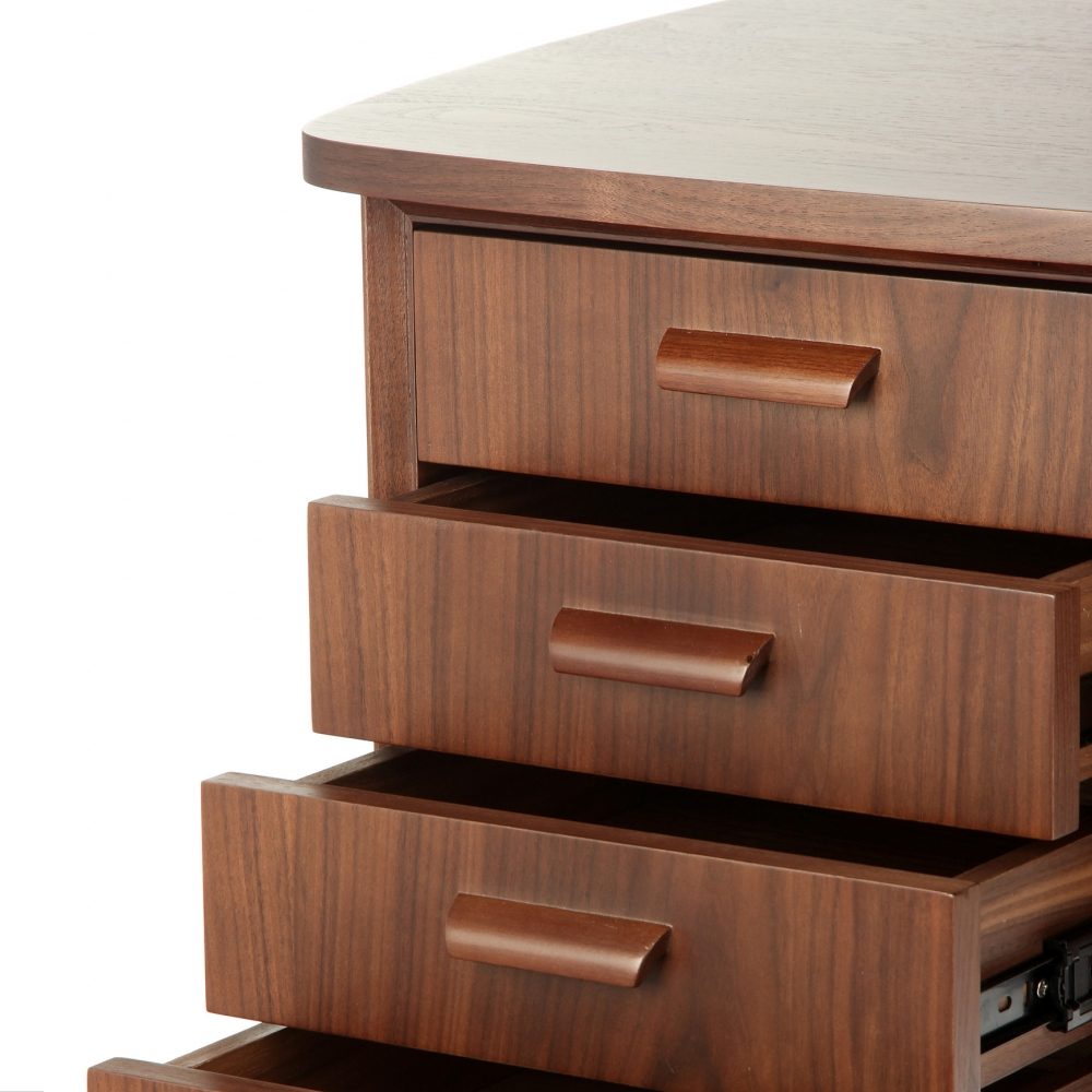 Дизайнерский письменный стол округлой формы с 4-мя ящиками и дверкой с полочками Rili