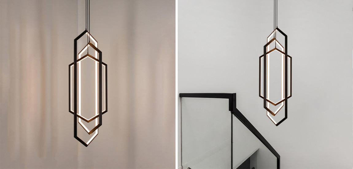 Дизайнерский Подвесной Светильник ORBIS Hexagon Geometric Modern Chandelier Studio Endo Black