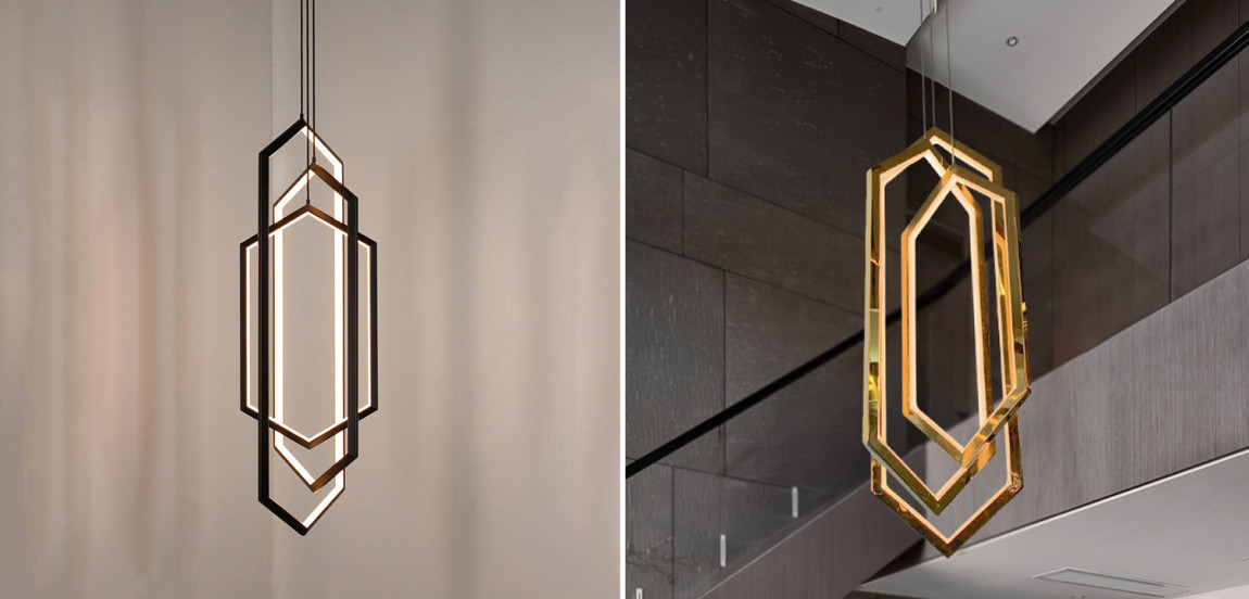Дизайнерский Подвесной Светильник ORBIS Hexagon Geometric Modern Chandelier Studio Endo Gold