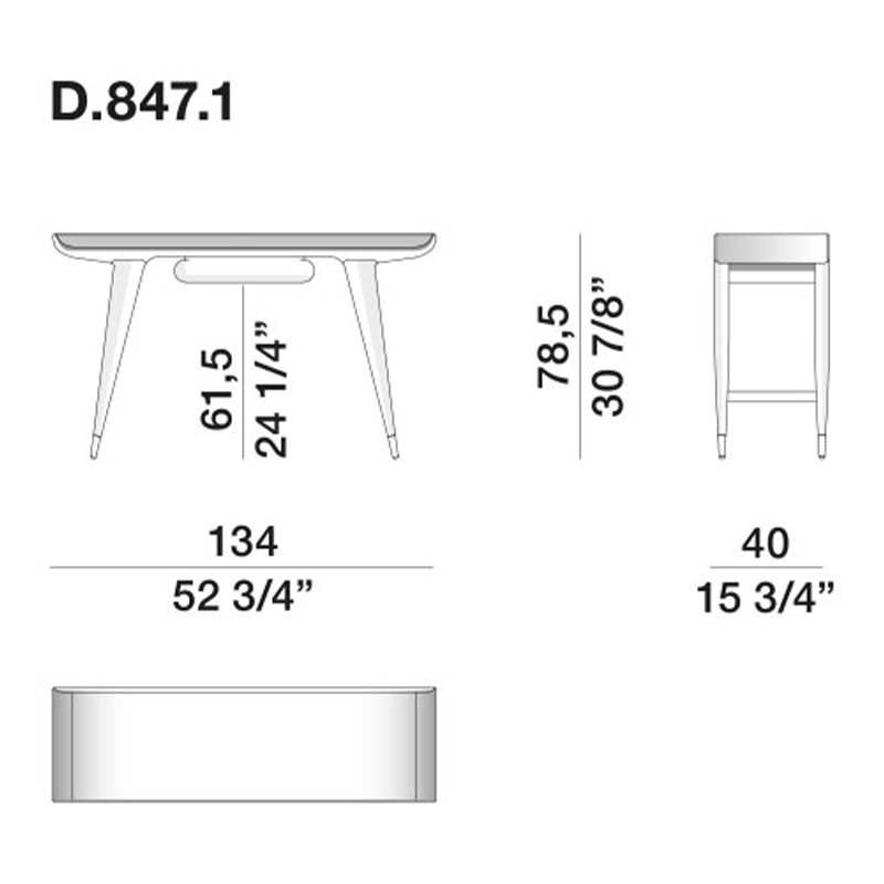 Дизайнерский рабочий стол из массива дерева Gio Ponti D.847.1 Writing Desk