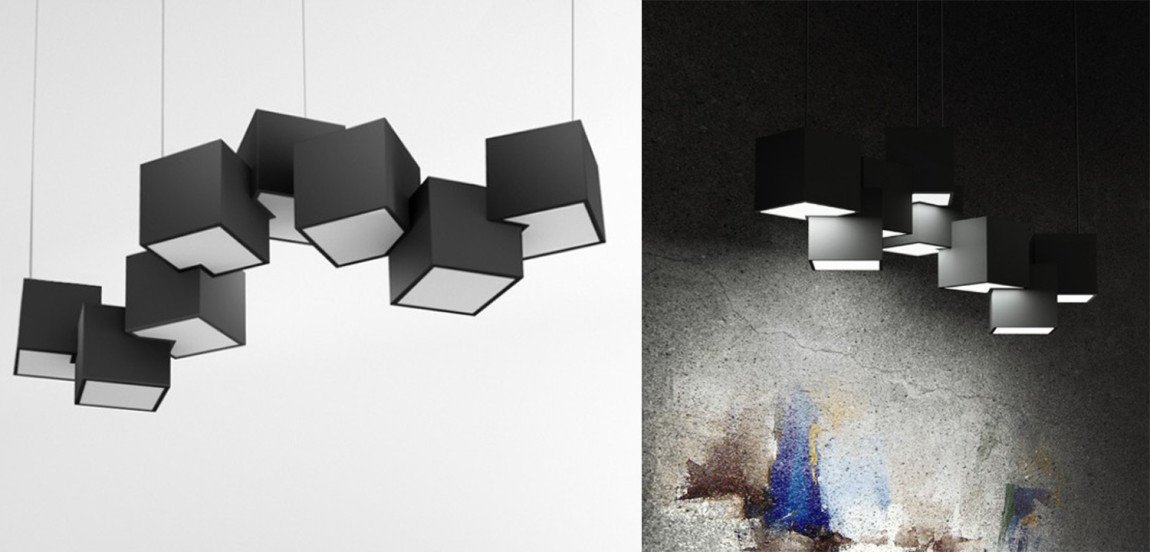 Дизайнерский светодиодный светильник Черный Eight Squares Lamp