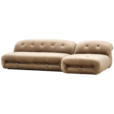 Дизайнерский угловой диван с велюровой светло-коричневой обивкой Fosse Sofa