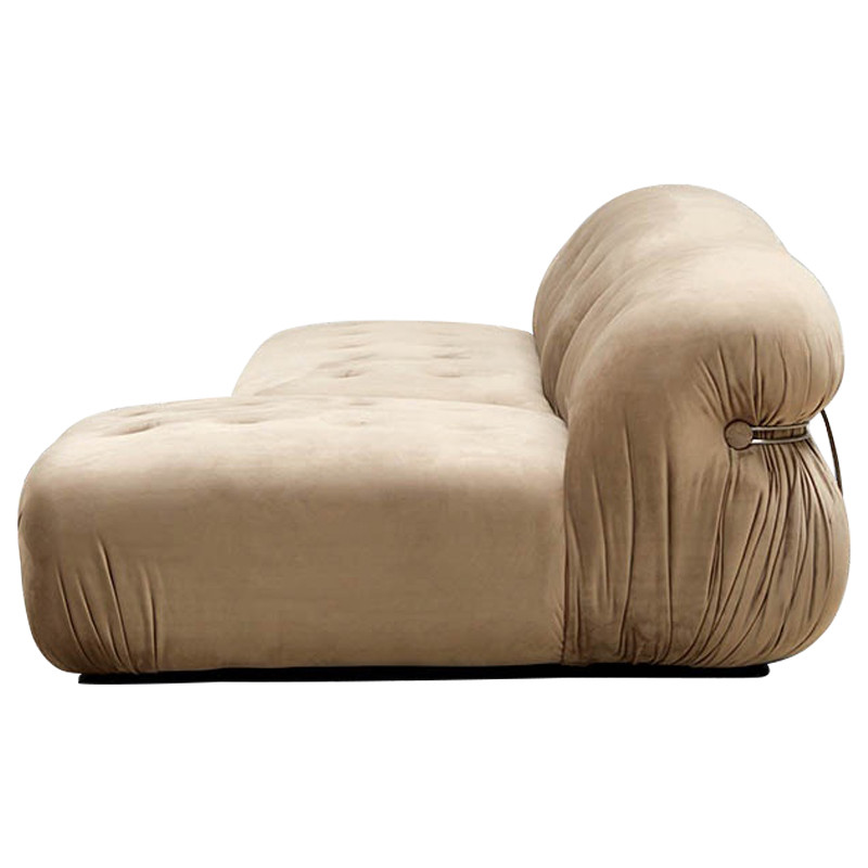 Дизайнерский угловой диван с велюровой светло-коричневой обивкой Fosse Sofa