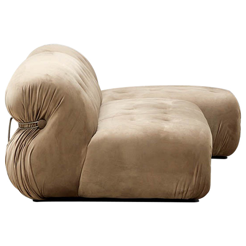 Дизайнерский угловой диван с велюровой светло-коричневой обивкой Fosse Sofa