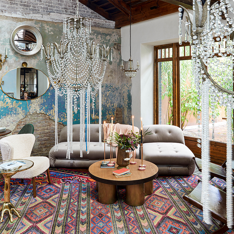 Дизайнерский угловой диван с велюровой светло-коричневой обивкой Fosse Sofa