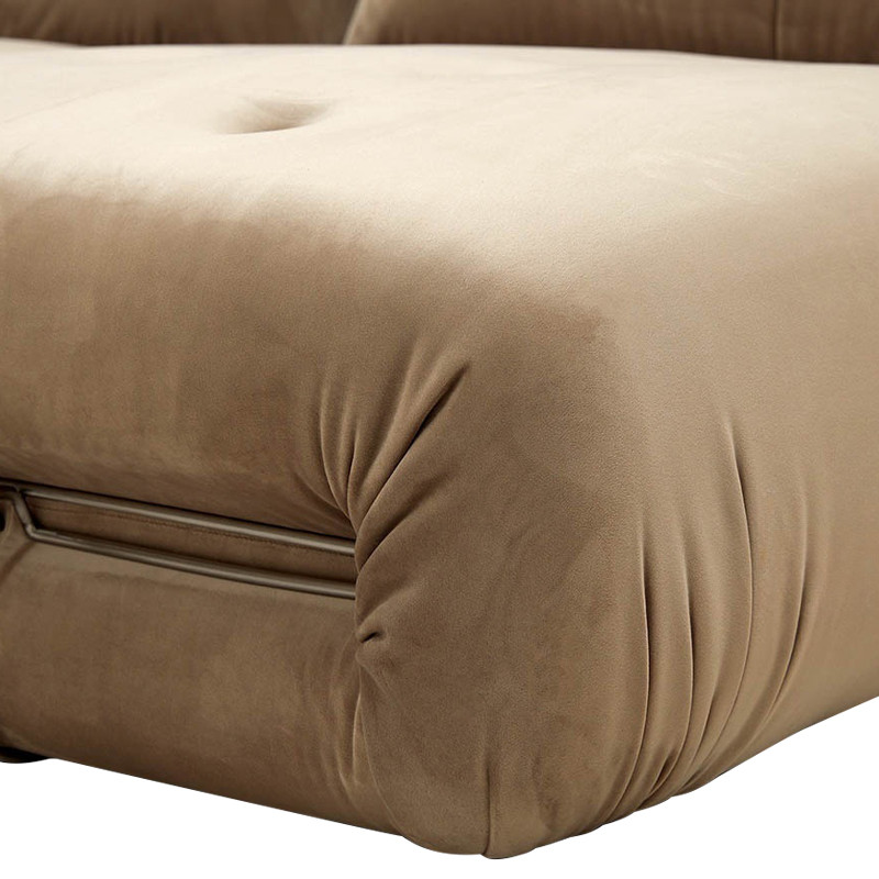 Дизайнерский угловой диван с велюровой светло-коричневой обивкой Fosse Sofa