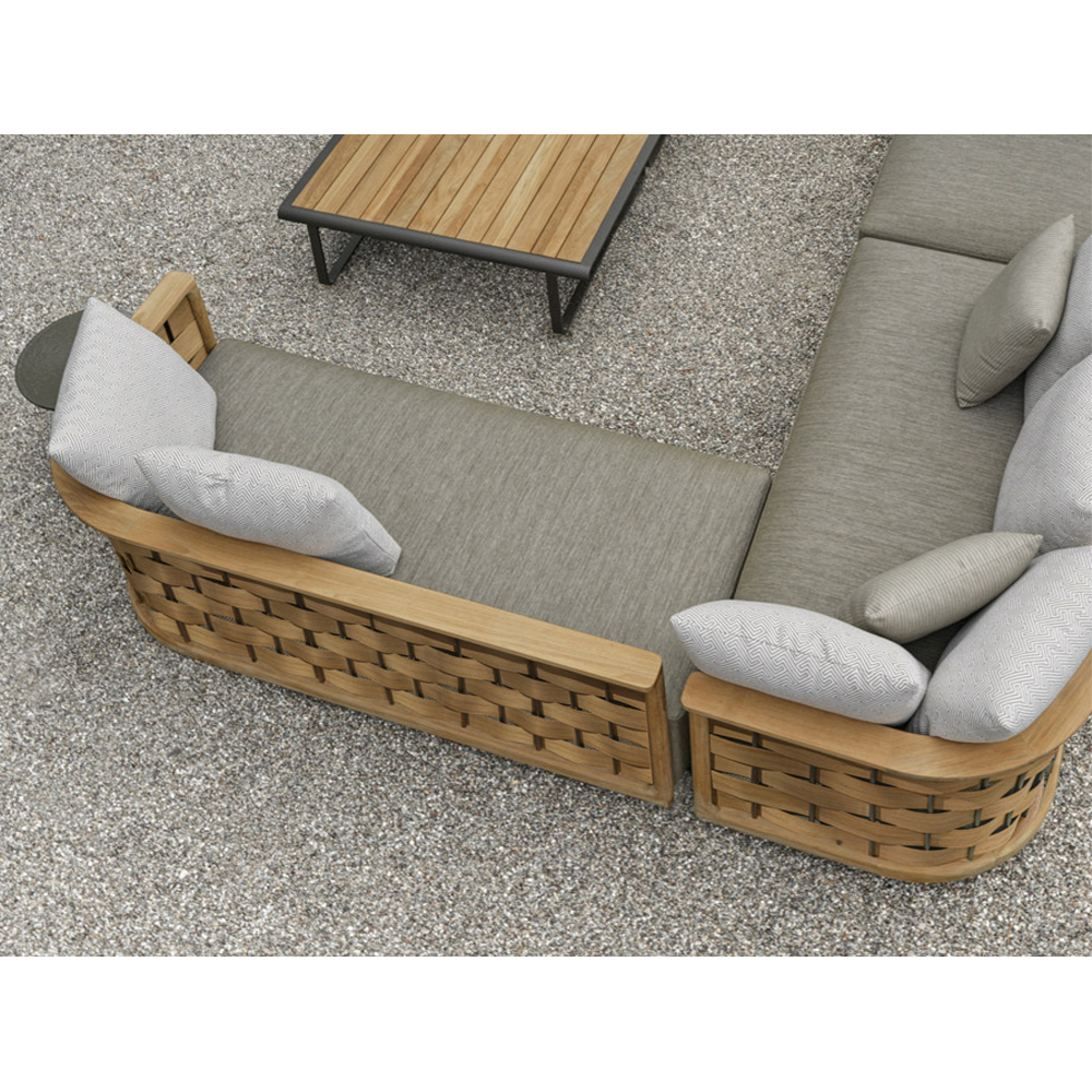 Дизайнерский уличный диван из массива дерева с плетеной спинкой PALINFRASCA Sofa