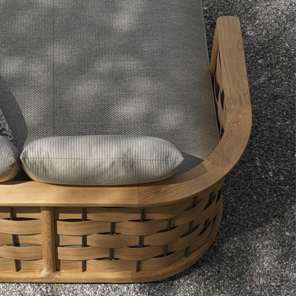 Дизайнерский уличный диван из массива дерева с плетеной спинкой PALINFRASCA Sofa